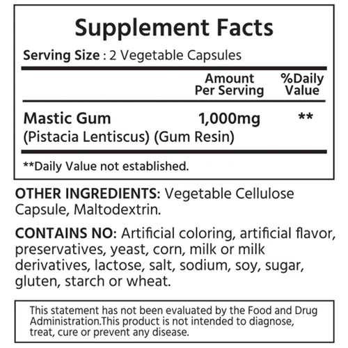 Mastic Gum 1000mg — Salud Gástrica y Digestiva | 120 Cápsulas